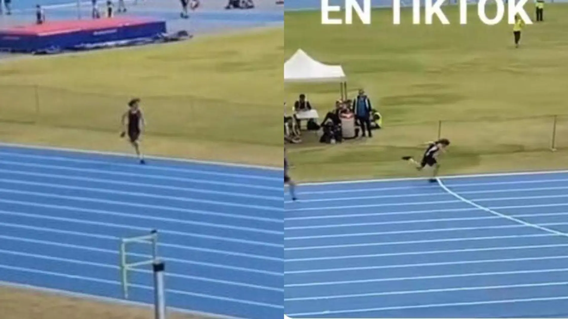 Joven pierde el equilibrio antes de terminar la carrera